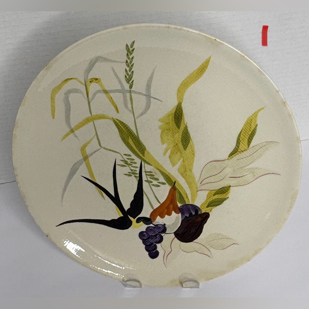Red Wing Capistrano Floral/Bird Decorative Plates (2) 11” Diameter Vintage MCM
